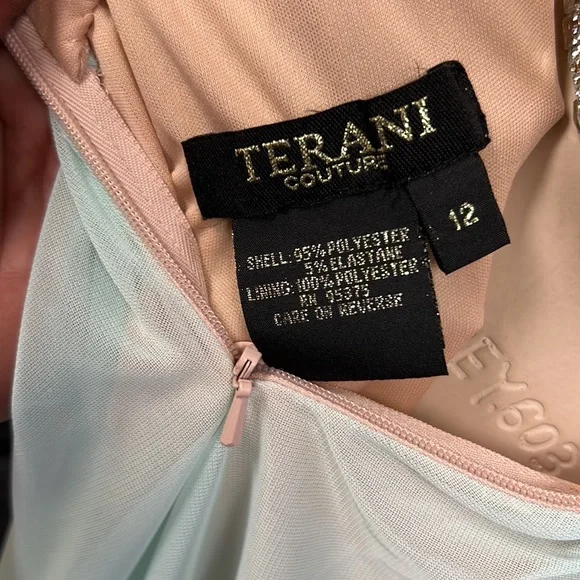 TERANI COUTURE deep V-Neck crystal embellished cutout back long gown - Picture 11 of 17